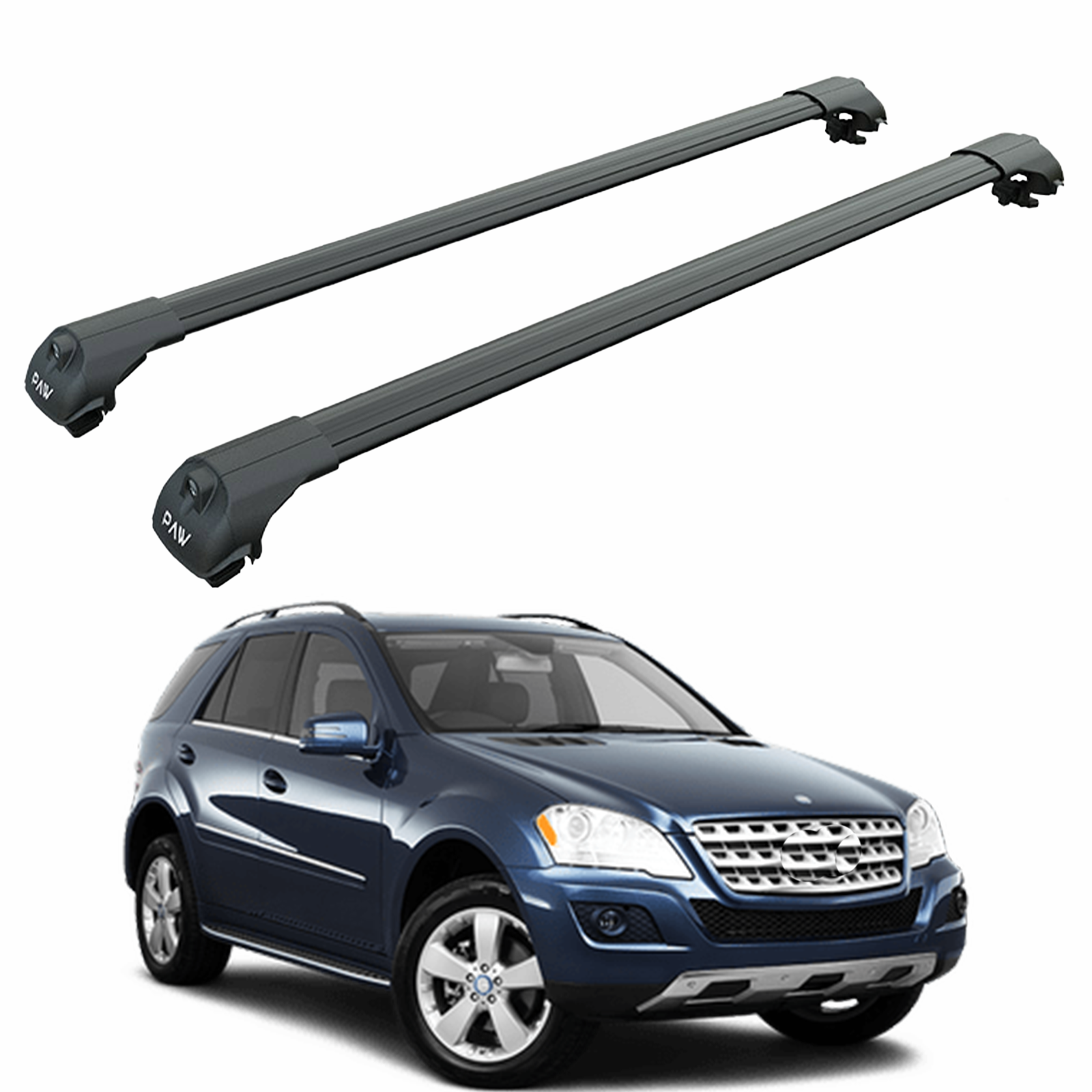For Mercedes GLE W164 2005-2011 Roof Rack Cross Bars Raised Rail Black