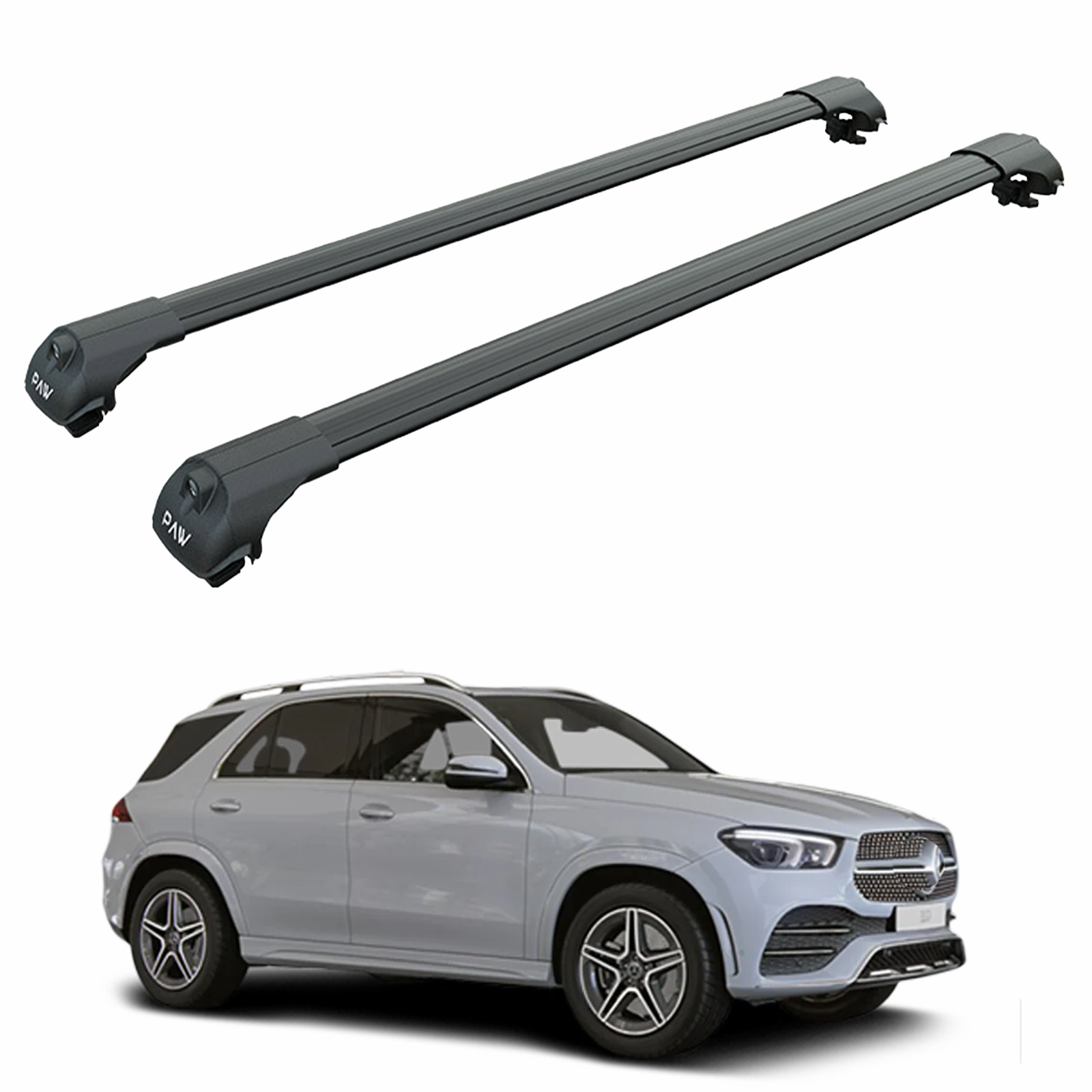 For Mercedes GLE W166 2011-2019 Roof Rack Cross Bars Raised Rail Alu Black