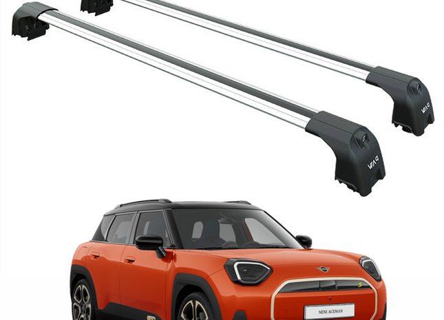 For Mini ACEMAN Roof Rack Cross Bars Metal Bracket Flush Rail Silver