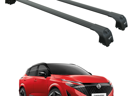 For Nissan Qashqai J12 2021-2025 Roof Rack Cross Bars | Flush Rail, Aluminum Black