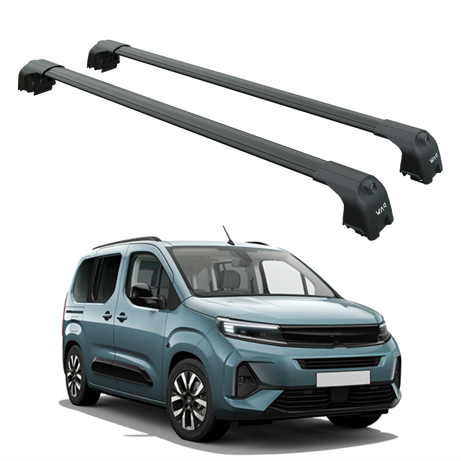 For Opel Combo 2023-2025 Roof Rack System, Aluminum Cross Bar, Flush Rail, Black