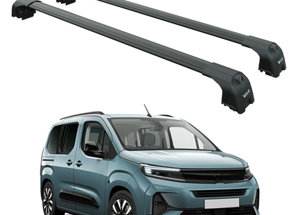 For Opel Combo 2023-2025 Roof Rack System, Aluminum Cross Bar, Flush Rail, Black