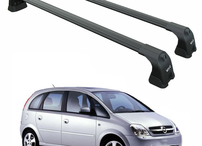 For Opel Meriva A (2003-2010) Roof Rack System Carrier Cross Bars Aluminum Black