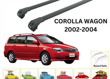 For Toyota Corolla Wagon 2002-2004 Roof Rack Cross Bars Raised Rail Alu Black