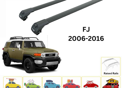 For Toyota FJ Up to 2014 Roof Rack Cross Bars Raised Rail Alu Black