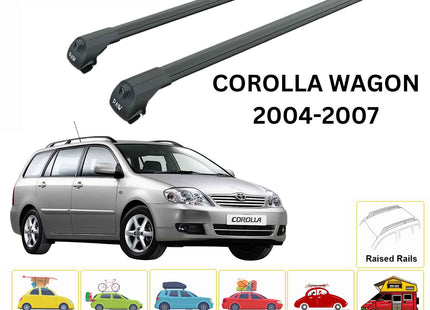 For Toyota Corolla Wagon 2004-2007 Roof Rack Cross Bars Raised Rail Alu Black