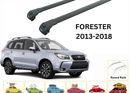 For Subaru Forester 2013-18 Roof Rack Cross Bars Metal Bracket Raised Rail Alu Black