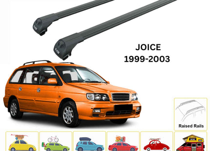 For Kia Joice 1999-03 Roof Rack Cross Bars Raised Rail Alu Black