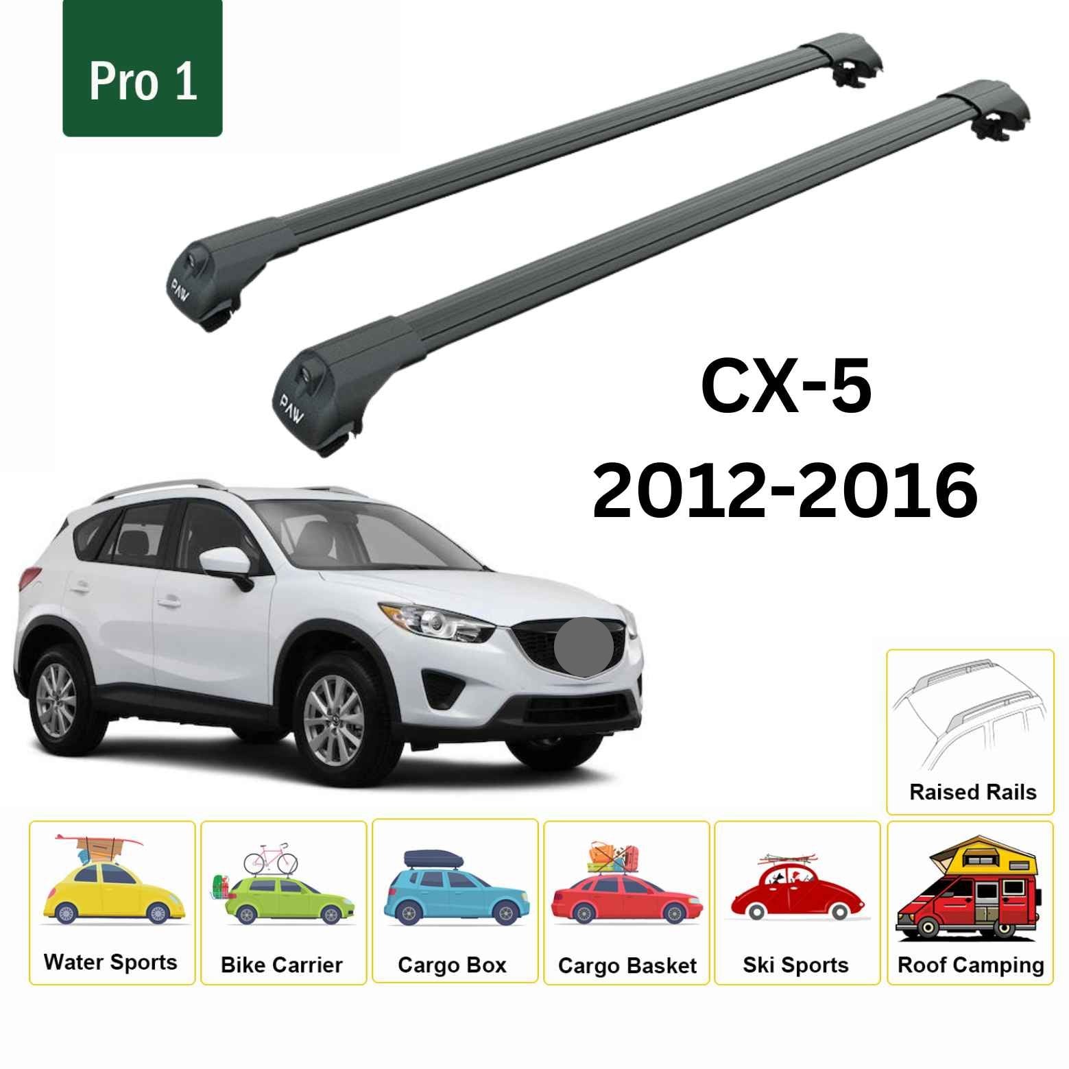 For Mazda CX 5 KF Roof Rack Cross Bars Raised Rail Alu 2017- Up Black