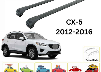 For Mazda CX 5 KF Roof Rack Cross Bars Raised Rail Alu 2017- Up Black