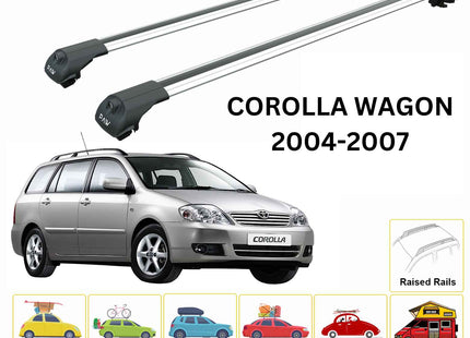 For Toyota Corolla Wagon 2004-2007 Roof Rack Cross Bars Raised Rail Alu Silver