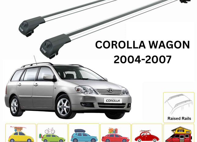 For Toyota Corolla Wagon 2004-2007 Roof Rack Cross Bars Raised Rail Alu Silver