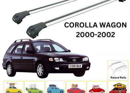 For Toyota Corolla Wagon 2000-2002 Roof Rack Cross Bars Raised Rail Alu Silver