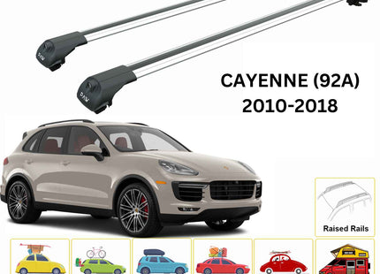 For Porsche Cayenne (92A) 2011-2018 Roof Rack Cross Bars Raised Rail Alu Silver