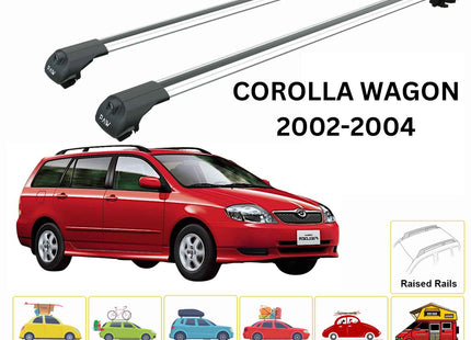 For Toyota Corolla Wagon 2002-2004 Roof Rack Cross Bars Raised Rail Alu Black