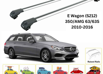 For Mercedes E Wagon S212 2010-2016 Roof Rack Cross Bars Raised Rail Alu Silver