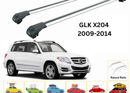 For Mercedes Benz GLK X204 2009-15 Roof Rack Cross Bars Metal Bracket Raised Rail Alu Silver