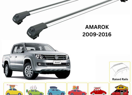 For Volkswagen Amarok 2010-2021 Roof Side Rails and Roof Rack Cross Bar Silver