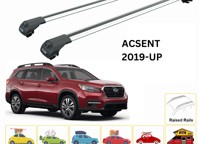 For Subaru Ascent 2019-Up Roof Rack Cross Bars Metal Bracket Raised Rail Alu Silver
