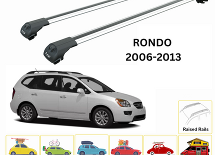 For KIA Rondo 2006-13 Roof Rack Cross Bars Raised Rail Alu Silver