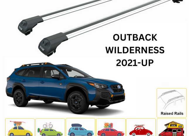 For Subaru Outback Wilderness Roof Rack Cross Bars Metal Bracket Raised Rail Alu Silver 2021-Up