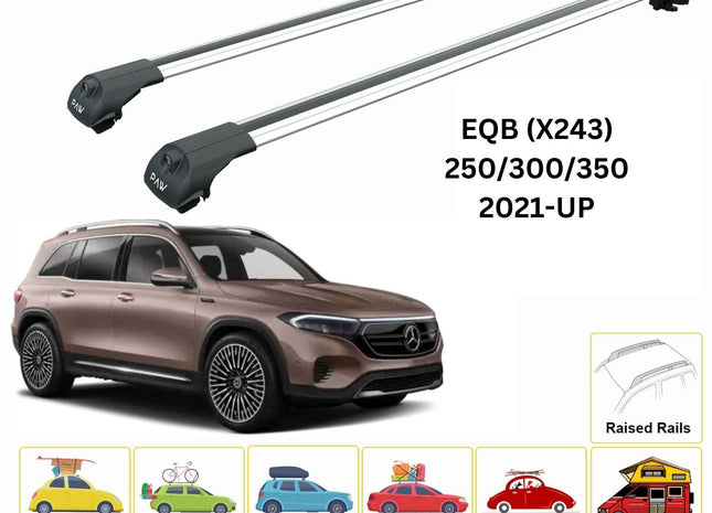 For Mercedes EQB (X243) 2021-Up Roof Rack Cross Bars Raised Rail Alu Silver