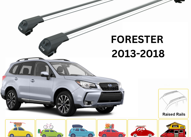 For Subaru Forester 2013-18 Roof Rack Cross Bars Metal Bracket Raised Rail Alu Silver