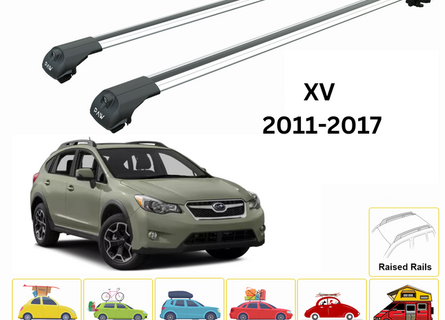 For Subaru XV 2012-17 Roof Rack Cross Bars Metal Bracket Raised Rail Alu Silver