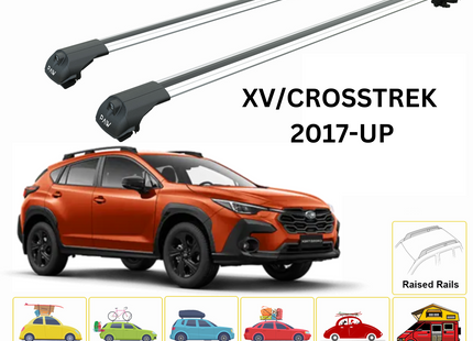 Compatible with Subaru Crosstrek 2017- Onwards upgraded roof rail model, Roof crossbars Silver Color