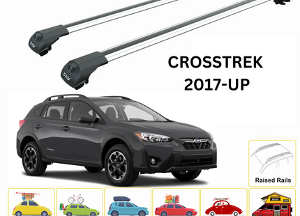 Compatible with Subaru Crosstrek 2017- Onwards upgraded roof rail model, Roof crossbars Silver Color