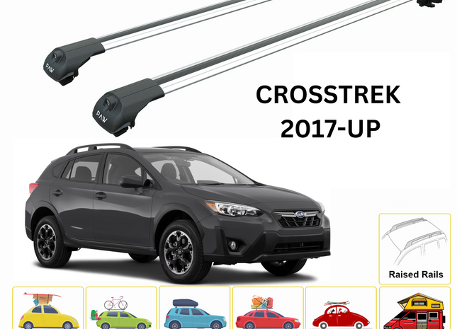Compatible with Subaru Crosstrek 2017- Onwards upgraded roof rail model, Roof crossbars Silver Color