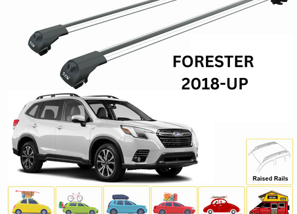 For Subaru Forester 2018-Up Roof Rack Cross Bars Metal Bracket Raised Rail Alu Silver