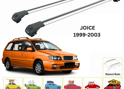 For Kia Joice Roof Rack Cross Bars Raised Rail Alu 1999-2003 Silver