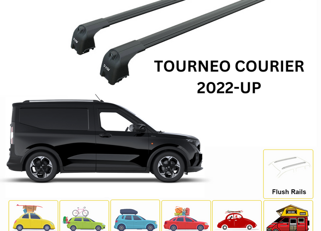 For Ford Tourneo Courier 2022-2025 Roof Rack Cross Bars Raised Rail Black