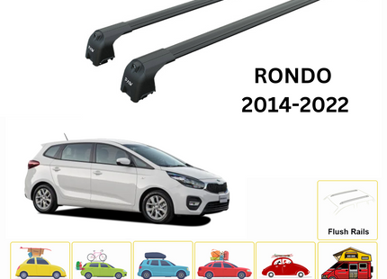 For KIA Rondo 2014-22 Roof Rack Cross Bars Flush Rail Alu Black