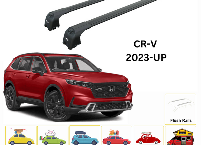 For Honda CR-V MK6 2023-Up Roof Rack Cross Bars Metal Bracket Flush Rail Alu Black