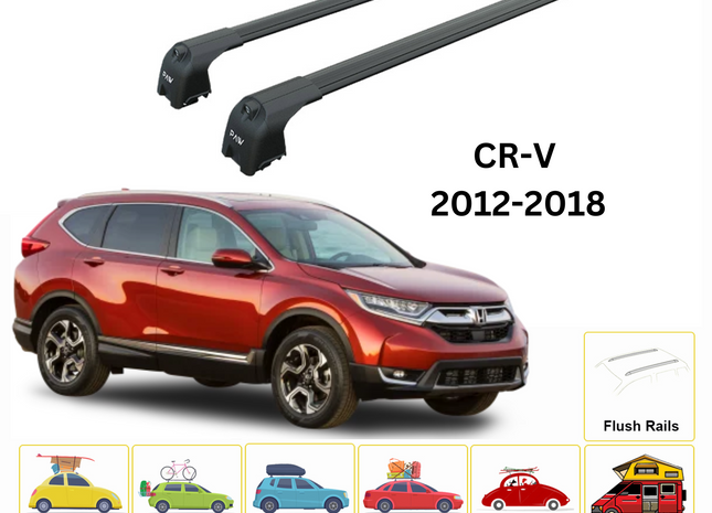 For Honda CR-V MK4 2012-18 Roof Rack Cross Bars Metal Bracket Flush Rail Alu Black