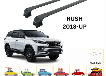 For Toyota Rush 2018-Up Roof Rack Cross Bars Metal Bracket Flush Rail Alu Black
