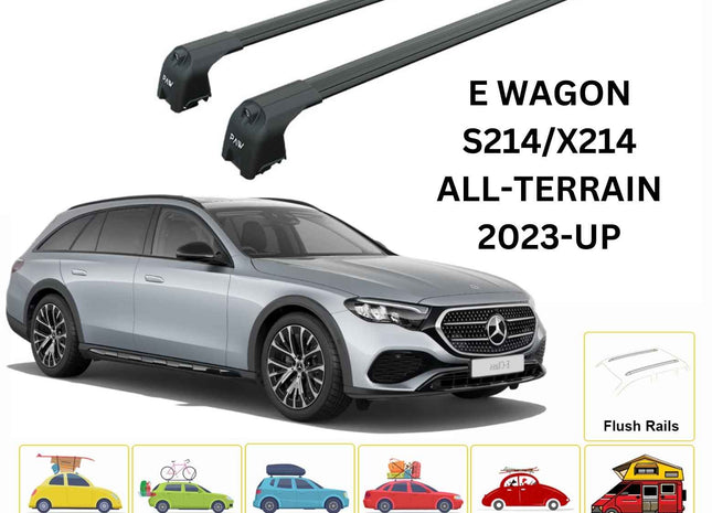For Mercedes Benz E S214/X214 All Terrain 2023-Up Roof Rack Cross Bars Flush Rail Alu Black