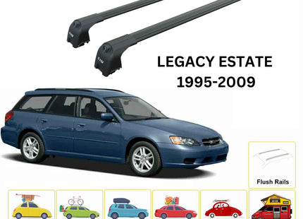 For Subaru Legacy Estate 2003-09 Roof Rack Cross Bars Flush Rail Alu Black Type 2