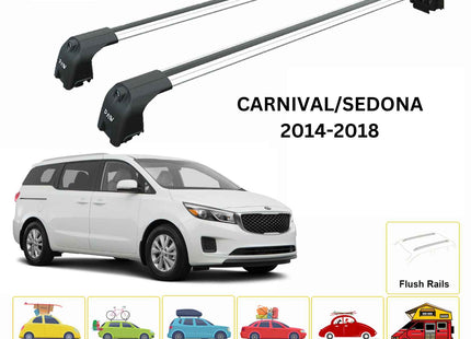 For KIA Carnival/Sedona 2014-18 Roof Rack Cross Bars Flush Rail Alu Silver