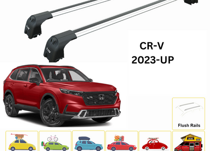 For Honda CR-V MK6 2023-Up Roof Rack Cross Bars Metal Bracket Flush Rail Alu Silver