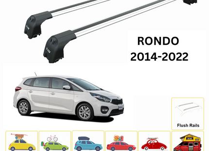 For KIA Rondo 2014-22 Roof Rack Cross Bars Flush Rail Alu Silver