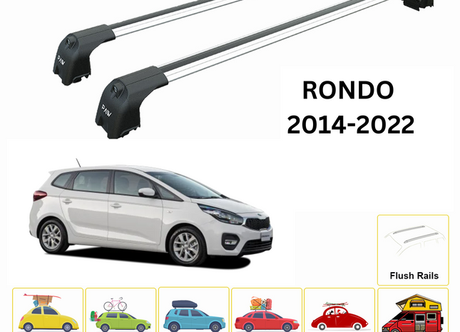 For KIA Rondo 2014-22 Roof Rack Cross Bars Flush Rail Alu Silver