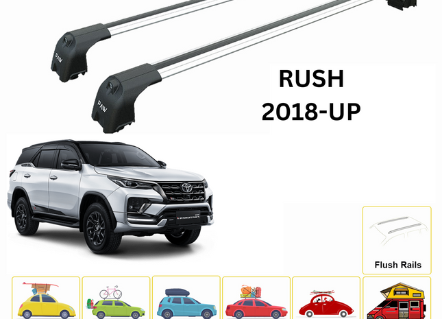 For Toyota Rush 2018-Up Roof Rack Cross Bars Metal Bracket Flush Rail Alu Silver