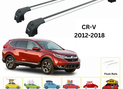For Honda CR-V MK4 2012-18 Roof Rack Cross Bars Metal Bracket Flush Rail Alu Silver
