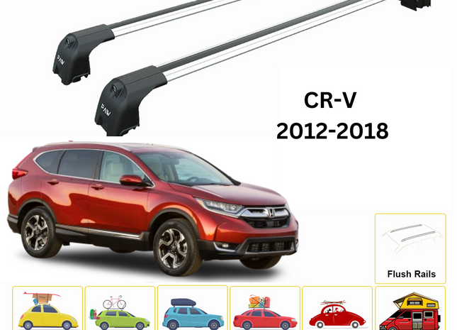 For Honda CR-V MK4 2012-18 Roof Rack Cross Bars Metal Bracket Flush Rail Alu Silver