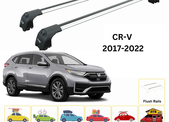 For Honda CR-V MK5 2017-22 Roof Rack Cross Bars Metal Bracket Flush Rail Alu Silver
