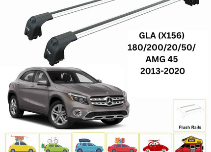 For Mercedes GLA (X156) 2013-20 Roof Rack Cross Bars Flush Rail Alu Silver