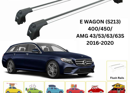 For Mercedes E Wagon S213 2016-2020 Roof Rack Cross Bars Flush Rail Alu Silver